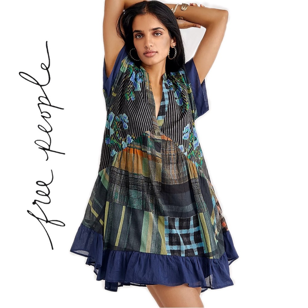 Free People Agnes Patchwork Floral Mini Dress